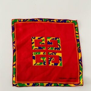 Vintage Amarige de Givenchy Paris Silk Square Hankerchief-Size 8”x 8”